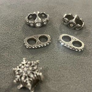 5 Silver Brighton Charms for double woodstock bracelets